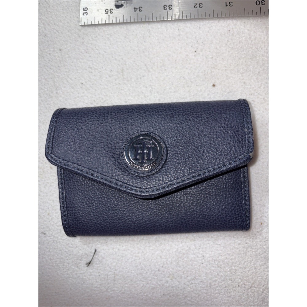 Tommy Hilfiger Small Tri-fold Wallet Navy Blue 5.5" X 4" Coin, Credit Card